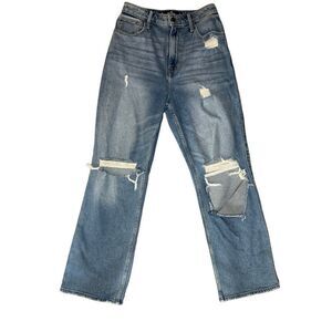 Hollister Ultra High-Rise High Waisted Distressed Baggy Wide Leg Dad Jean w26 L2